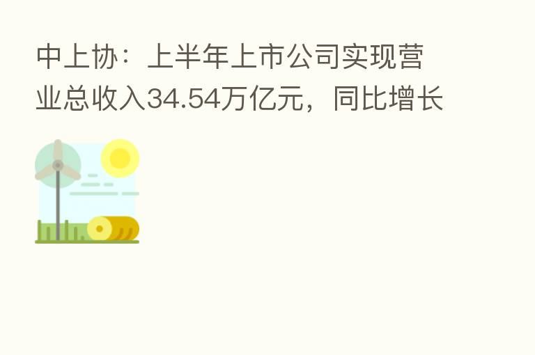 中上协:上半年上市公司实现营业总收入34.54万亿元,同比增长9.24%