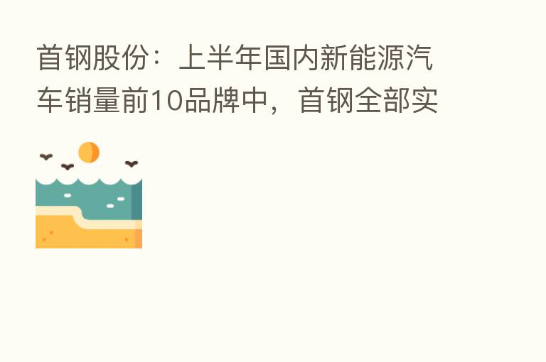 首钢股份：上半年国内新能源汽车销量前10品牌中，首钢全部实现批量供货