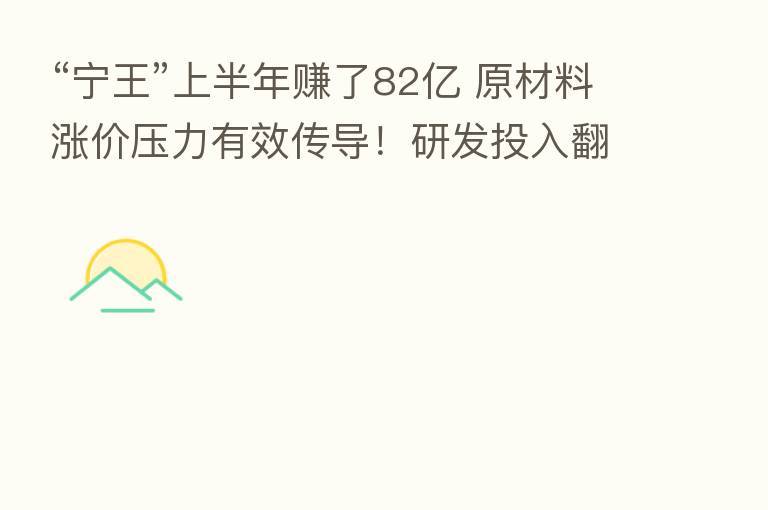 “宁王”上半年赚了82亿 原材料涨价压力有效传导！研发投入翻倍 海外扩张提速