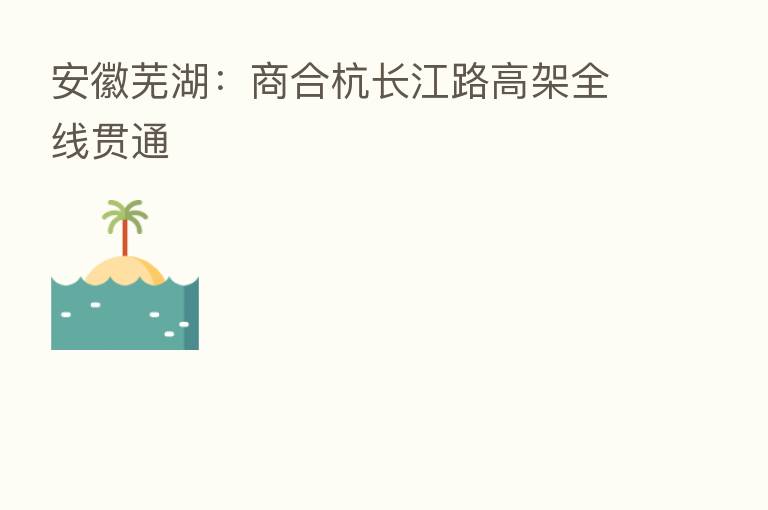 安徽芜湖：商合杭长江路高架全线贯通