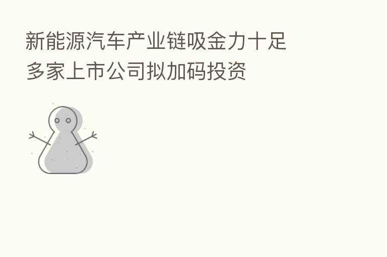 新能源汽车产业链吸金力十足  多家上市公司拟加码投资
