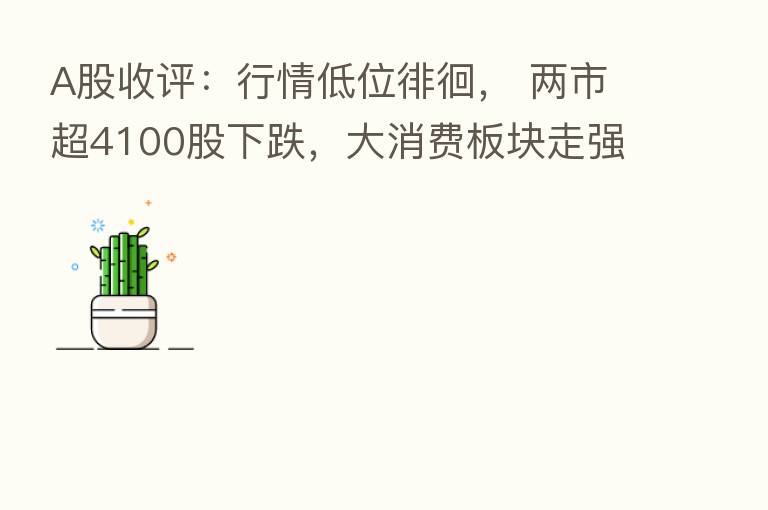 A股收评：行情低位徘徊， 两市超4100股下跌，大消费板块走强