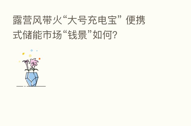 露营风带火“大号充电宝” 便携式储能市场“前景”如何?