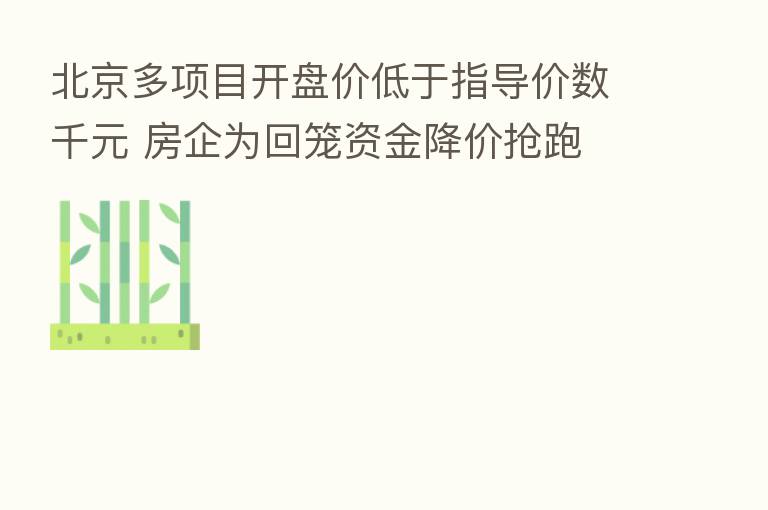 北京多项目开盘价低于指导价数千元 房企为回笼资金降价抢跑