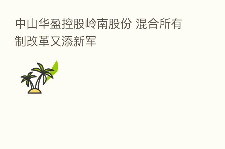 中山华盈控股岭南股份 混合所有制改革又添新军