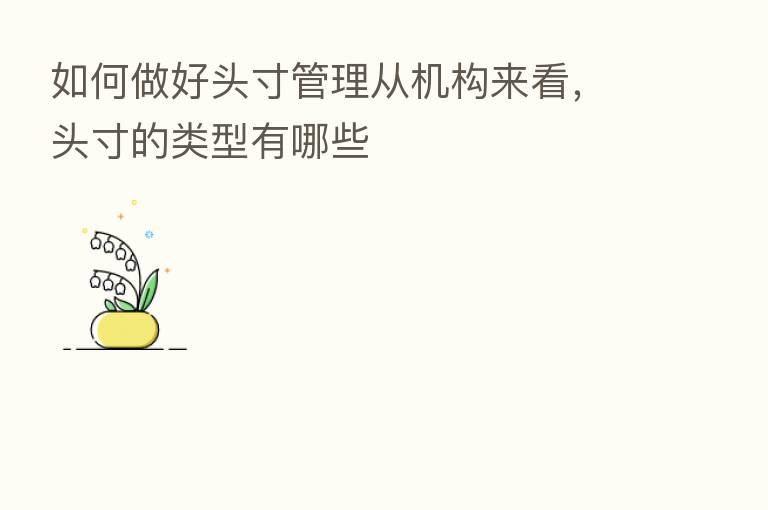 如何做好头寸管理从机构来看，头寸的类型有哪些