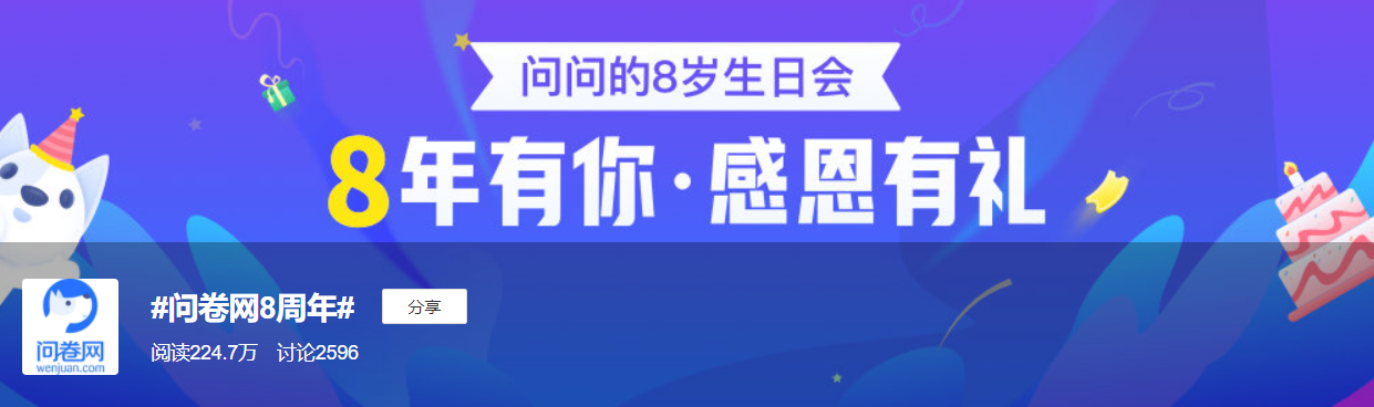 霸屏了！问卷网八周年感恩回馈活动火热进行中！