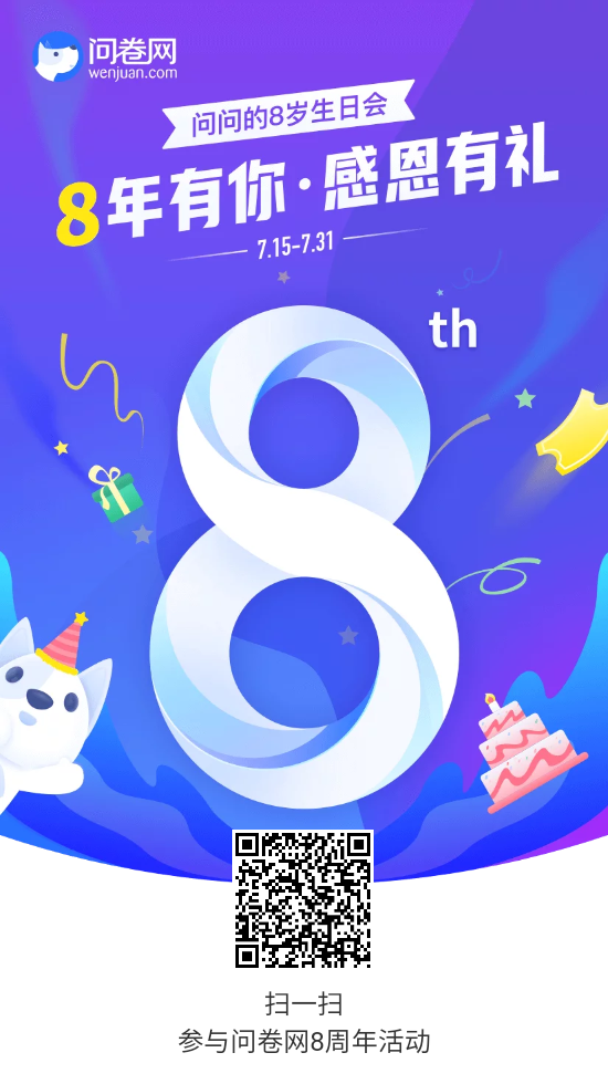 霸屏了！问卷网八周年感恩回馈活动火热进行中！
