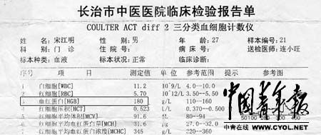 在体检复查后，宋江明的4次验血结果显示，其血红蛋白的测量值均符合《公务员录用体检通用标准（试行）》的规定。
