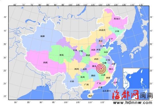江西湖北交界发生4.6级地震